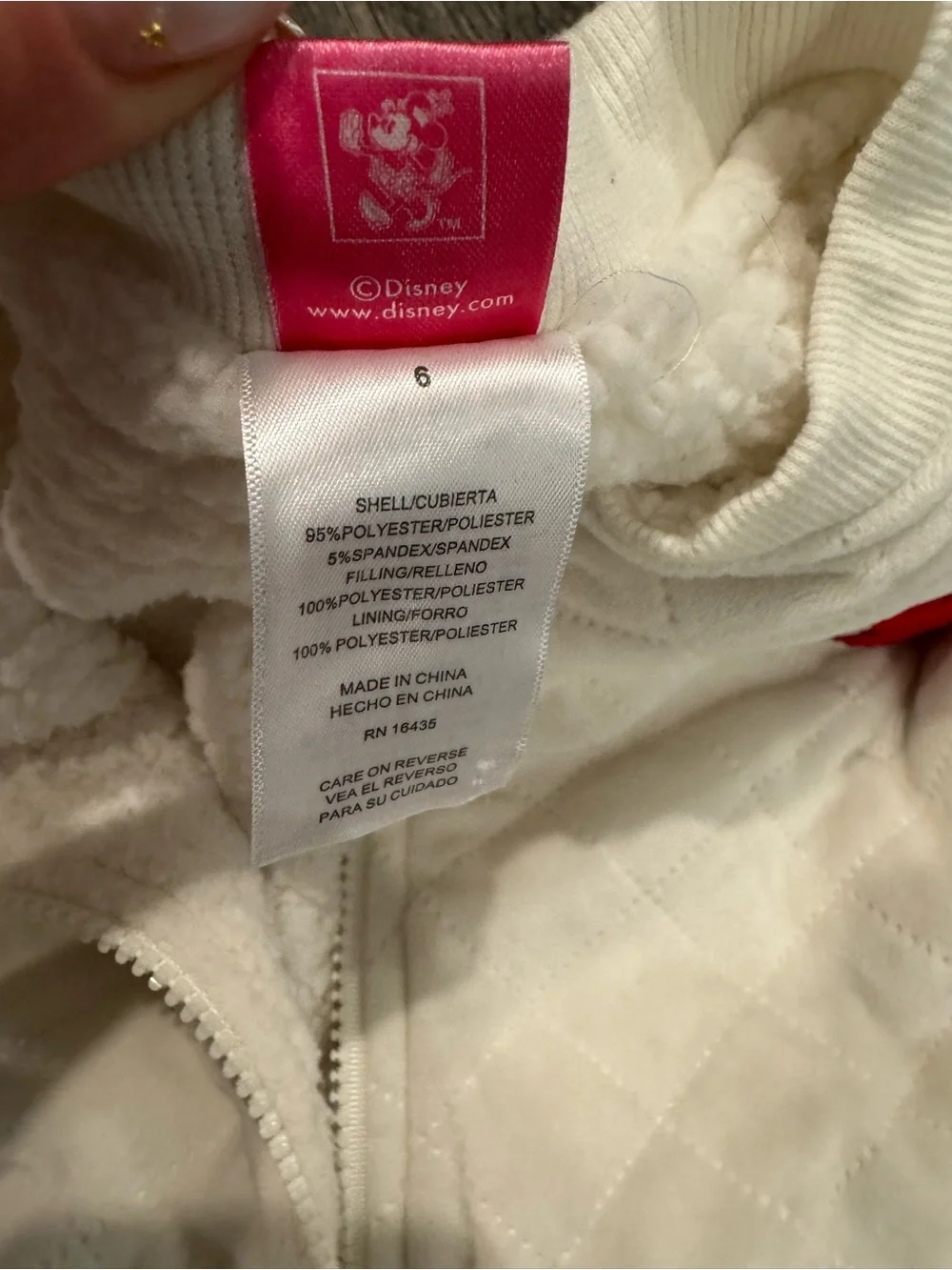Disney Cream Quilted Minnie Mouse Jacket with Red Accents